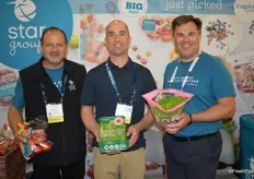 Ernesto Maldonado, Jarrett Little and Matt Bates with The Star Group show Roma tomatoes, a Greenhouse Greens lettuce blend and Inspired Greens lettuce. The lettuce is grown in the company’s greenhouses in Coaldale, Alberta.